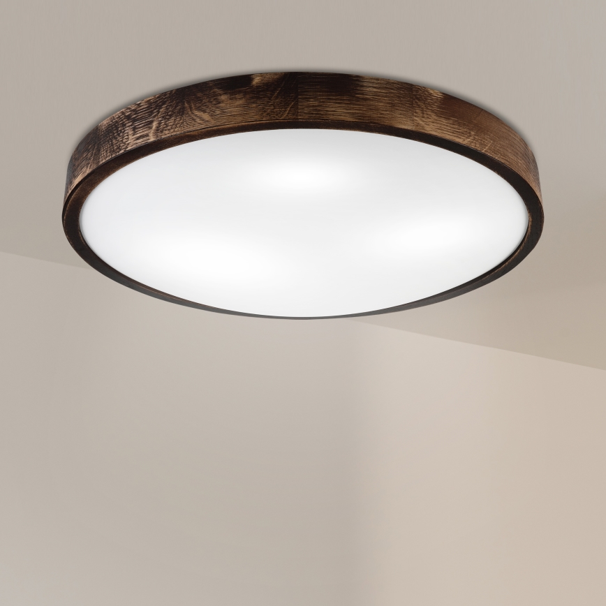 Stropna svetilka OAK SLIM 3xE27/15W/230V Ø 47 cm hrast/temno rjava
