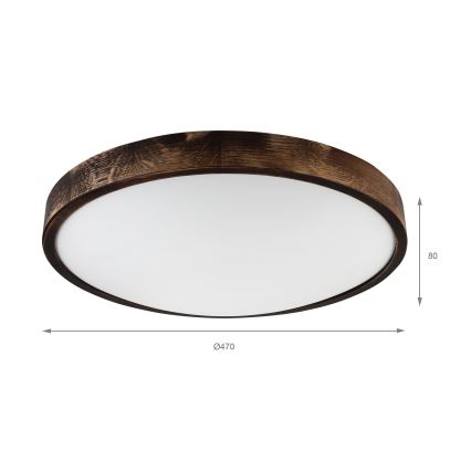 Stropna svetilka OAK SLIM 3xE27/15W/230V Ø 47 cm hrast/temno rjava