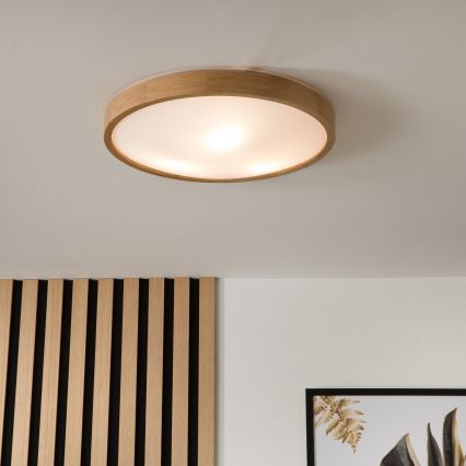Stropna svetilka OAK SLIM 3×E27/60W/230V hrast ø 47 cm