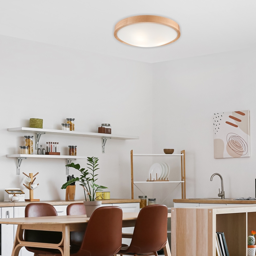 Stropna svetilka OAK SLIM 3×E27/60W/230V hrast ø 47 cm