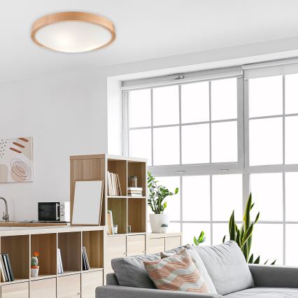 Stropna svetilka OAK SLIM 3×E27/60W/230V hrast ø 47 cm