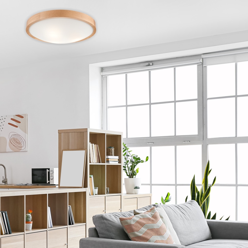 Stropna svetilka OAK SLIM 3×E27/60W/230V hrast ø 47 cm