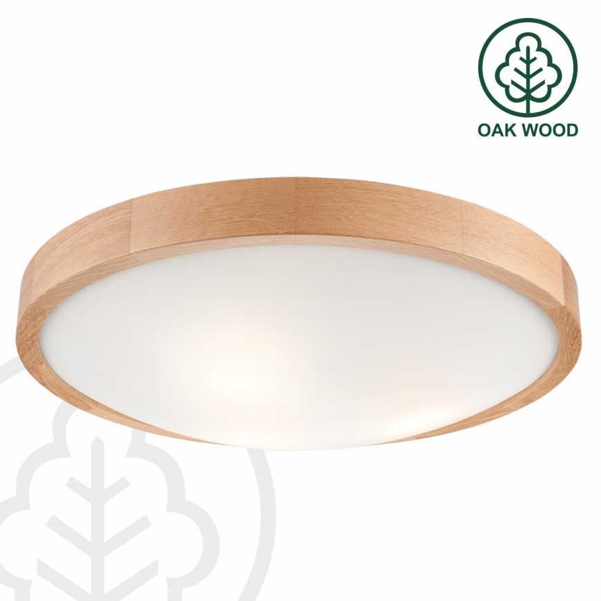 Stropna svetilka OAK SLIM 3×E27/60W/230V hrast ø 47 cm
