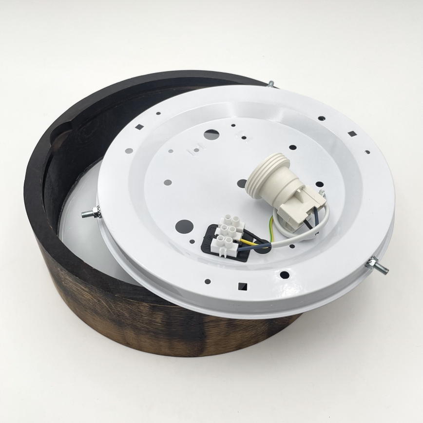 Stropna svetilka OAK SMOKY 1xE27/15W/230V ø 27,5 cm hrast/temno rjava