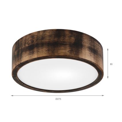 Stropna svetilka OAK SMOKY 1xE27/15W/230V ø 27,5 cm hrast/temno rjava