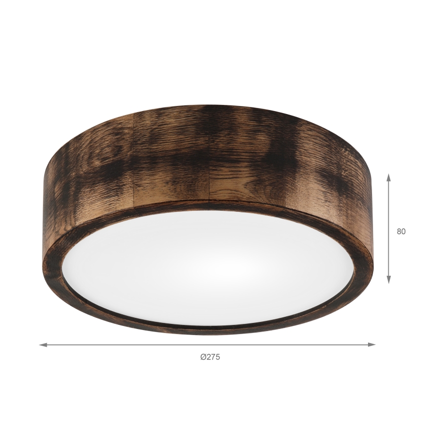 Stropna svetilka OAK SMOKY 1xE27/15W/230V ø 27,5 cm hrast/temno rjava