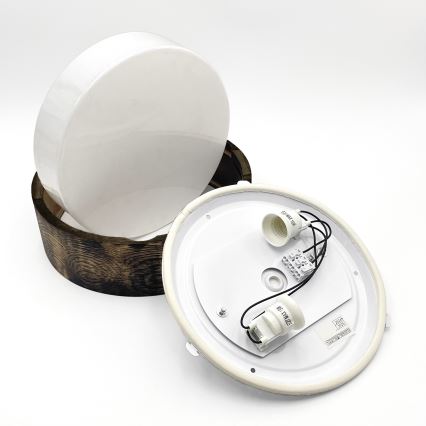 Stropna svetilka za kopalnico OAK SMOKY 2xE27/15W/230V IP54 ? 27,5 cm hrast/rjava