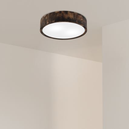 Stropna svetilka OAK SMOKY 2xE27/15W/230V ø 37,5 cm hrast/temno rjava