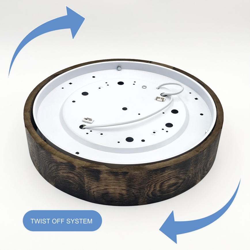 Stropna svetilka OAK SMOKY 2xE27/15W/230V ø 37,5 cm hrast/temno rjava