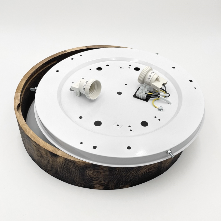 Stropna svetilka OAK SMOKY 2xE27/15W/230V ø 37,5 cm hrast/temno rjava