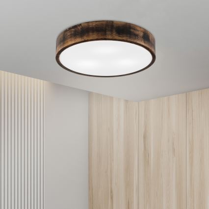 Stropna svetilka OAK SMOKY 3xE27/15W/230V ø 47,5 cm hrast/temno rjava