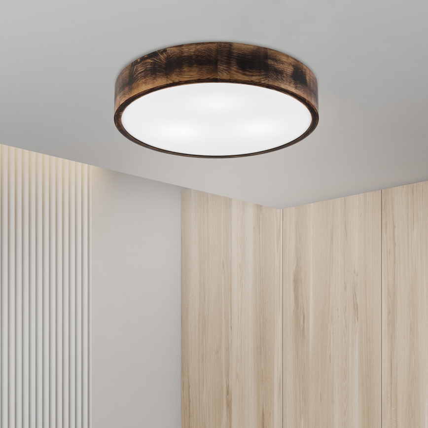 Stropna svetilka OAK SMOKY 3xE27/15W/230V ø 47,5 cm hrast/temno rjava