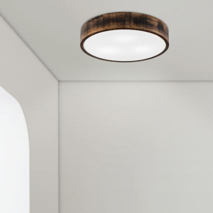 Stropna svetilka OAK SMOKY 3xE27/15W/230V ø 47,5 cm hrast/temno rjava