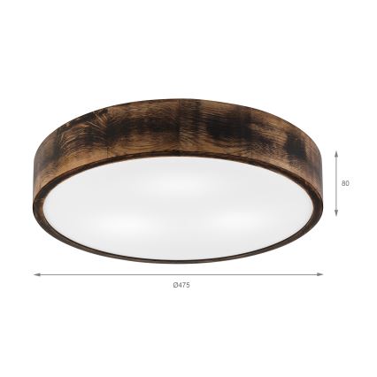 Stropna svetilka OAK SMOKY 3xE27/15W/230V ø 47,5 cm hrast/temno rjava