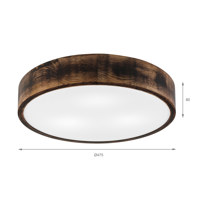 Stropna svetilka OAK SMOKY 3xE27/15W/230V ø 47,5 cm hrast/temno rjava
