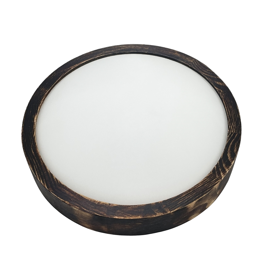 Stropna svetilka OAK SMOKY SLIM 1xE27/15W/230V, premer 27 cm, hrast/temno rjava