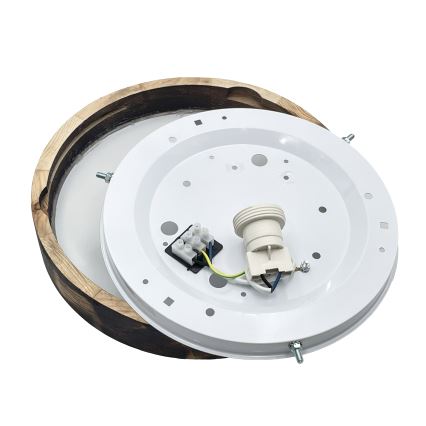 Stropna svetilka OAK SMOKY SLIM 1xE27/15W/230V, premer 27 cm, hrast/temno rjava