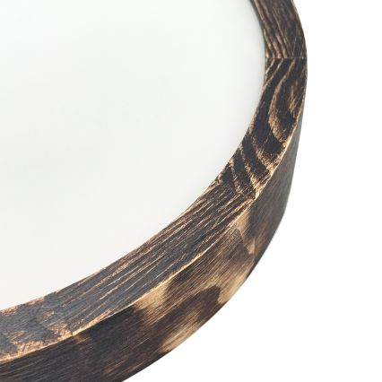 Stropna svetilka OAK SMOKY SLIM 1xE27/15W/230V, premer 27 cm, hrast/temno rjava