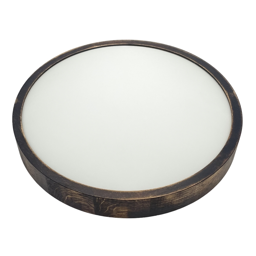 Stropna svetilka OAK SMOKY SLIM 2xE27/15W/230V premer 37 cm hrast/temno rjava