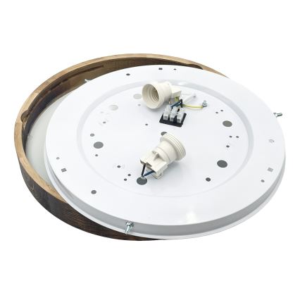 Stropna svetilka OAK SMOKY SLIM 2xE27/15W/230V premer 37 cm hrast/temno rjava