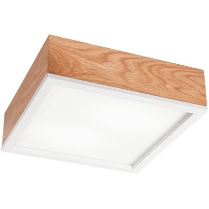 Stropna svetilka OAK SQUARE 2xE27/15W/230V 31x31 cm hrast/bela