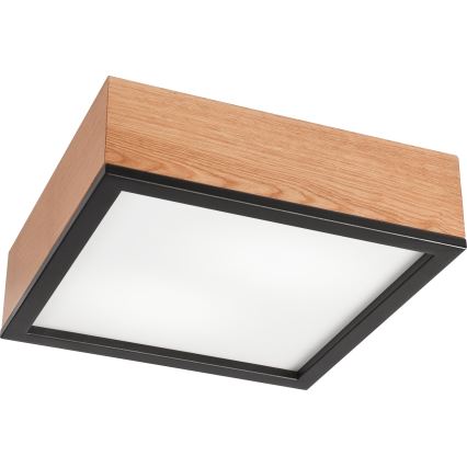 Stropna svetilka OAK SQUARE 2xE27/15W/230V 31x31 cm hrast/črna