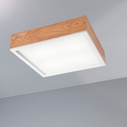 Stropna svetilka OAK SQUARE 4xE27/15W/230V 39x39 cm hrast/bela