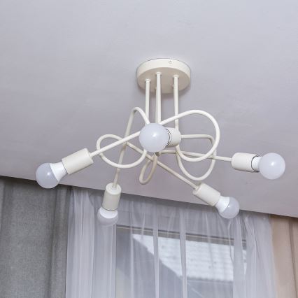 Stropna svetilka OXFORD 5xE27/15W/230V kremna