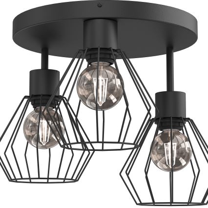 Stropna svetilka PARKLA 3xE27/15W/230V črna