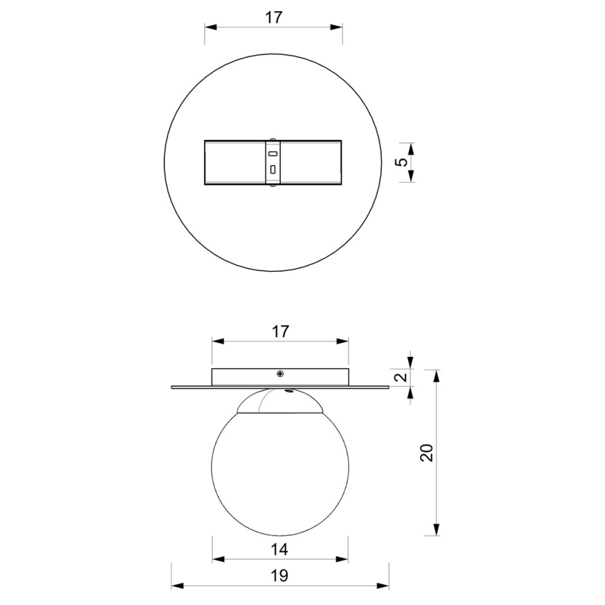 Stropna svetilka PLATO 1xE14/40W/230V d. 19 cm