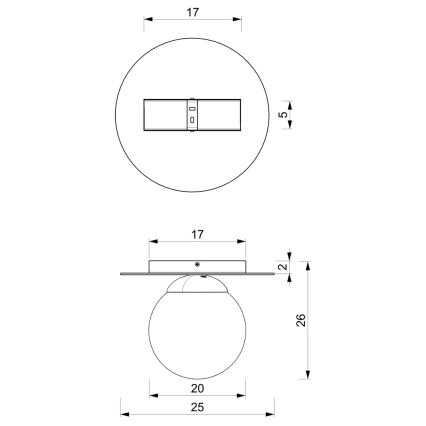 Stropna svetilka PLATO 1xE14/40W/230V pr. 25 cm