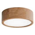 Stropna svetilka s senzorjem CLEO 2xE27/24W/230V, premer 27,5 cm, hrast