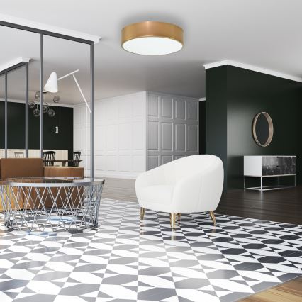 Stropna svetilka s senzorjem gibanja in mraka CLEO 2xE27/24W/230V, premer 30 cm, zlata