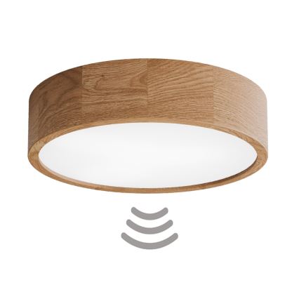 Stropna svetilka s senzorjem CLEO, 3xE27/24W/230V, premer 37,5 cm, hrast