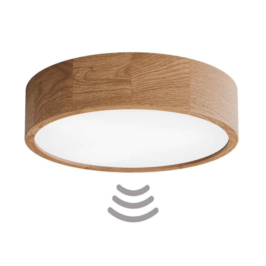 Stropna svetilka s senzorjem CLEO, 3xE27/24W/230V, premer 37,5 cm, hrast