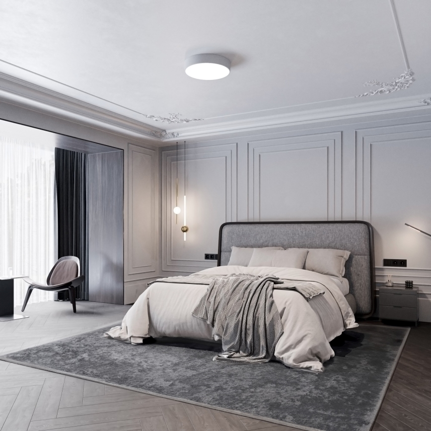 Stropna svetilka CLEO s senzorjem gibanja in senzorjem mraka 3xE27/24W/230V, premer 40 cm, siva