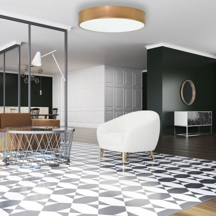 Stropna svetilka CLEO s senzorjem gibanja in senzorjem mraka 4xE27/24W/230V, premer 50 cm, zlata