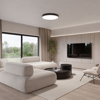 Stropna svetilka s senzorjem gibanja in senzorjem za temo CLEO 5xE27/24W/230V, premer 60 cm, črna