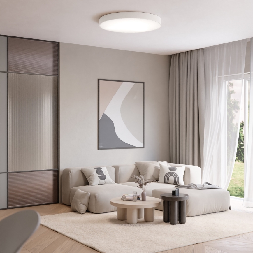 Stropna svetilka CLEO s senzorjem gibanja in senzorjem teme, 6xE27/24W/230V, premer 80 cm, bela