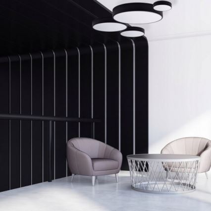 Stropna svetilka CLEO s senzorjem gibanja in teme, 6×E27/24W/230V, premer 80 cm, črna