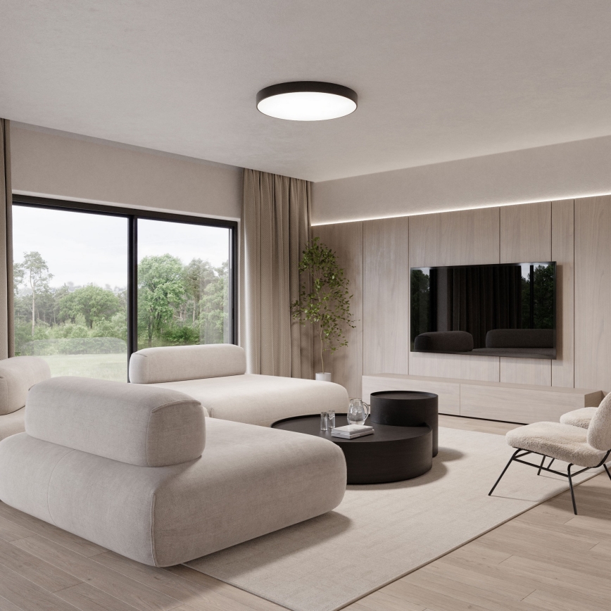 Stropna svetilka CLEO s senzorjem gibanja in teme, 6×E27/24W/230V, premer 80 cm, črna