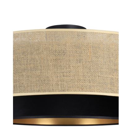 Stropna svetilka SARTA 1xE27/60W/230V Ø 45 cm črna/juta