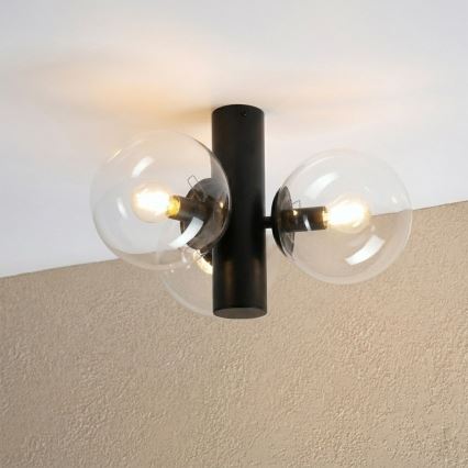 Stropna svetilka SFERIO 3xE14/5W/230V črna/prozorna