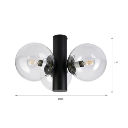 Stropna svetilka SFERIO 3xE14/5W/230V črna/prozorna