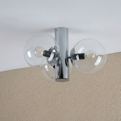 Stropna svetilka SFERIO 3xE14/5W/230V sijajni krom/prozorno steklo