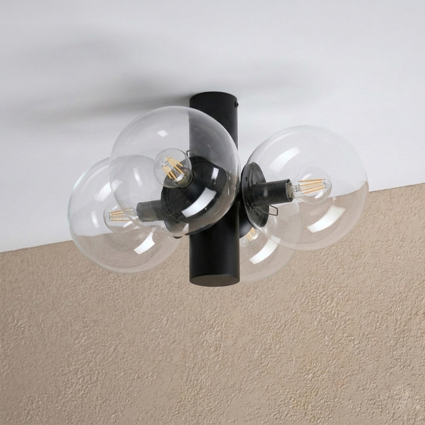 Stropna svetilka SFERIO 4xE14/5W/230V črna/prozorna