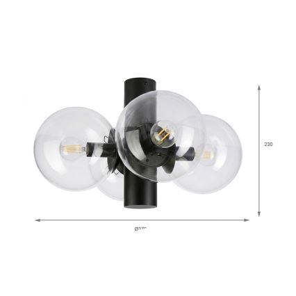 Stropna svetilka SFERIO 4xE14/5W/230V črna/prozorna