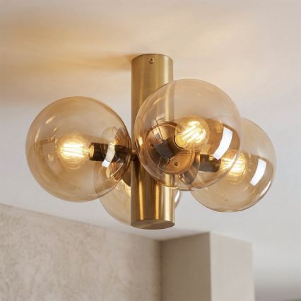 Stropna svetilka SFERIO 4xE14/5W/230V medenina/dimno bež