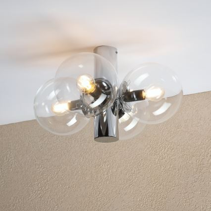 Stropna svetilka SFERIO 4xE14/5W/230V sijajni krom/prozorno