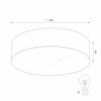 Stropna svetilka SIRJA 2xE27/15W/230V premer 45 cm bela